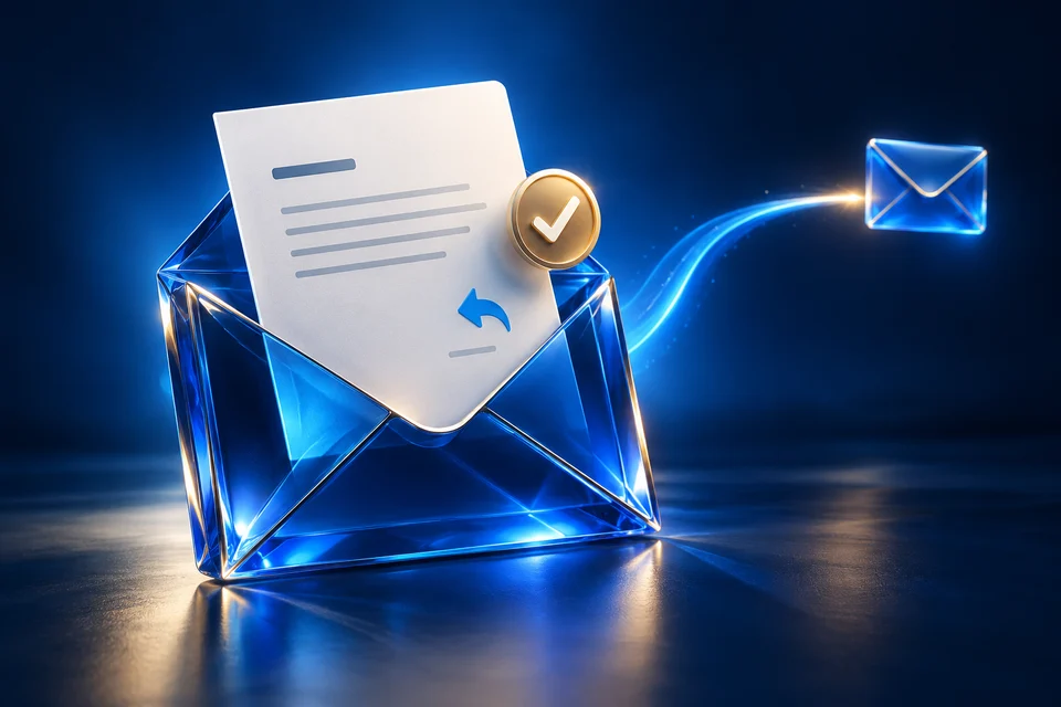 A draft reply with a separate path to the outgoing message