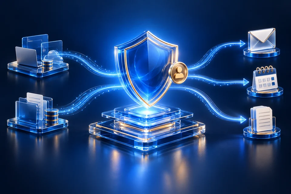 Separate client contexts passing through an authorization shield to approved tools